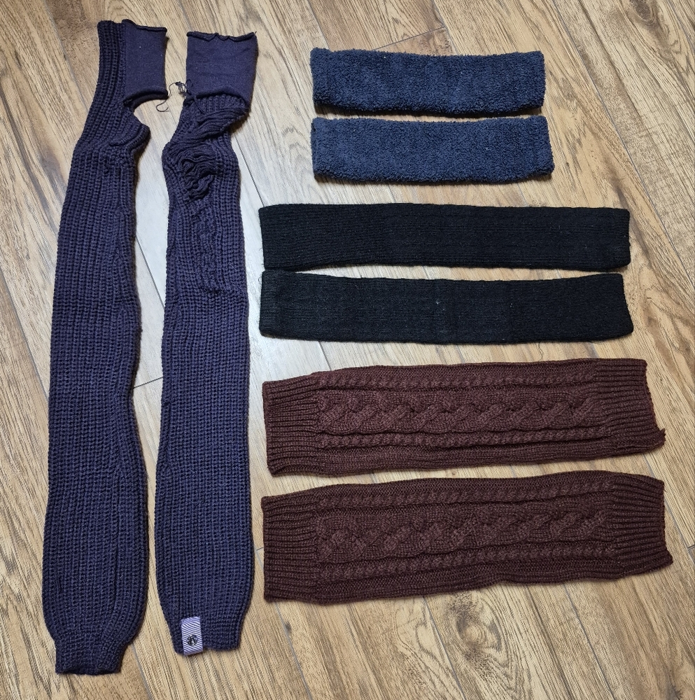 4 pairs Legwarmers varying lengths knitted One size fits most